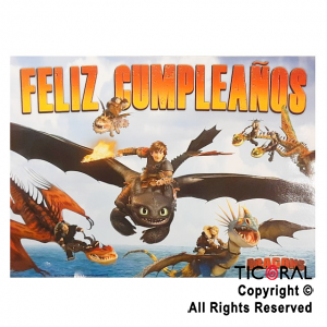 DRAGONS AFICHE FELIZ CUMPLE x 1